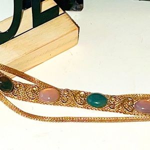 Goldstone bracelet (vintage) with real stones